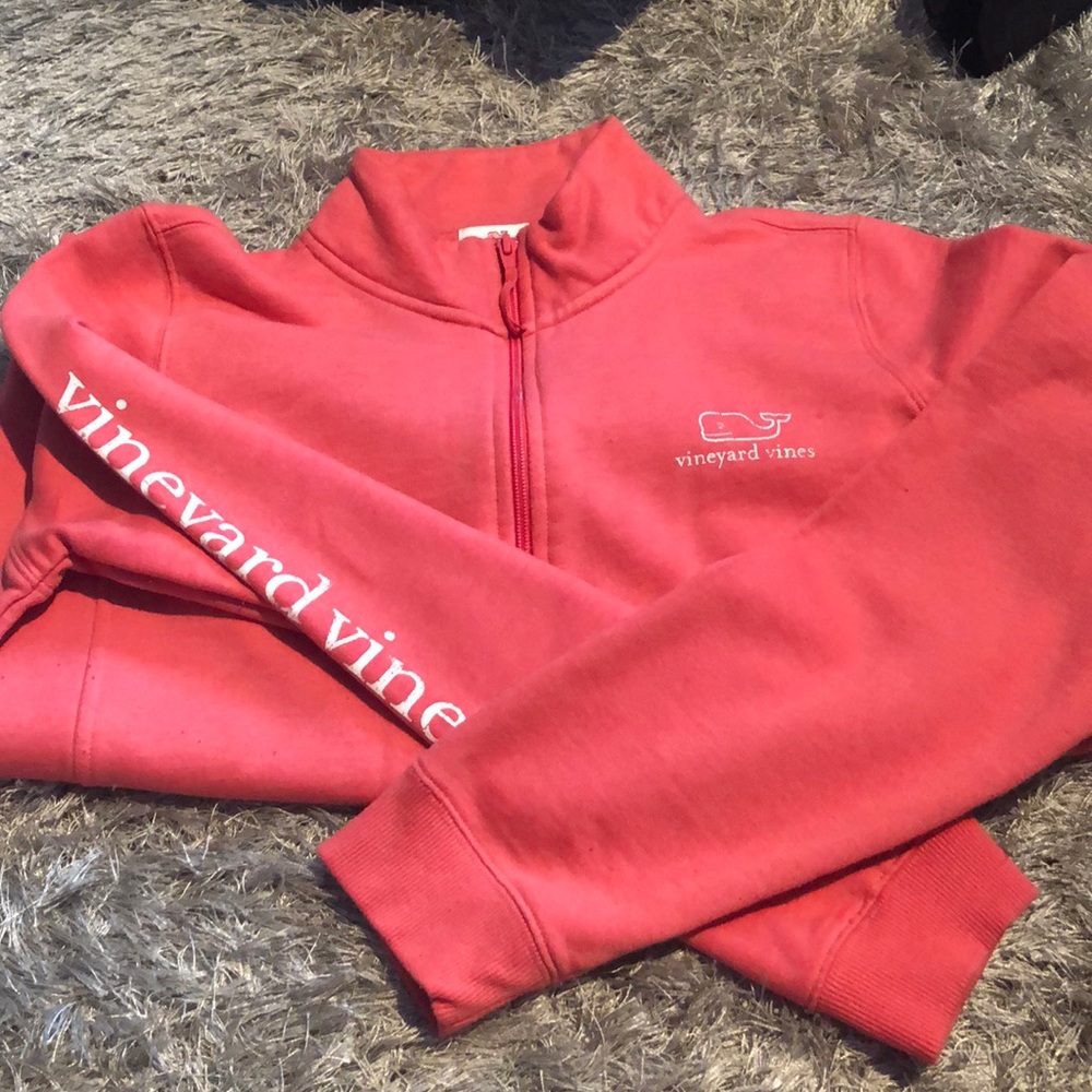 Vineyard Vines Coral Pink Quarter-Zip Sweatshirt